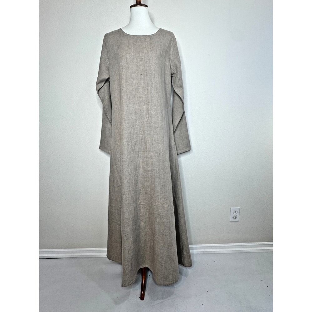 GRIMFROST CLAN NEW Viking Dress 100% Baltic Linen Natural L Medieval Renaissance